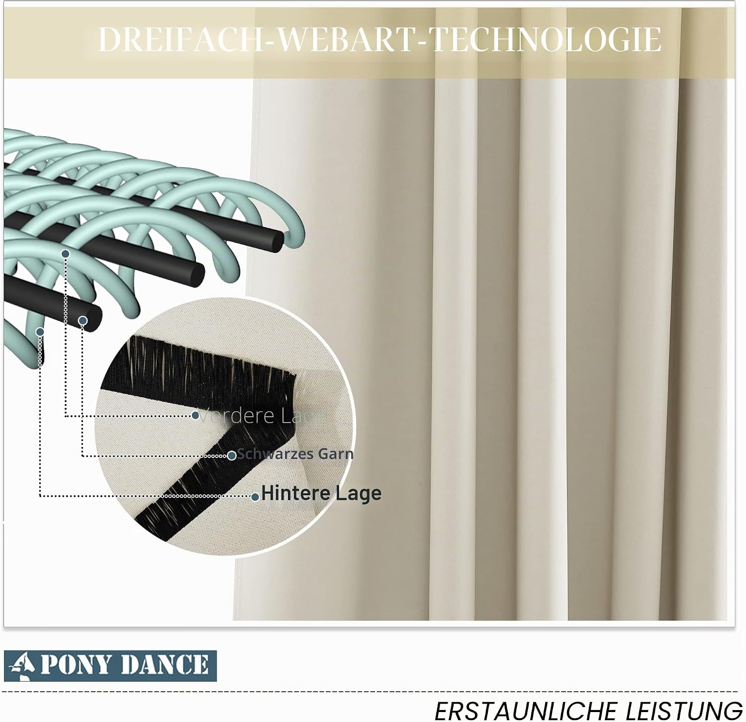 2er-Set Verdunkelungsvorhänge, Lichtbeige, 132x260cm - bis zu 33% reduziert