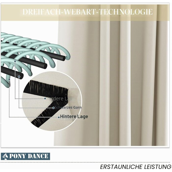 2er-Set Verdunkelungsvorhänge, Lichtbeige, 132x260cm - bis zu 33% reduziert