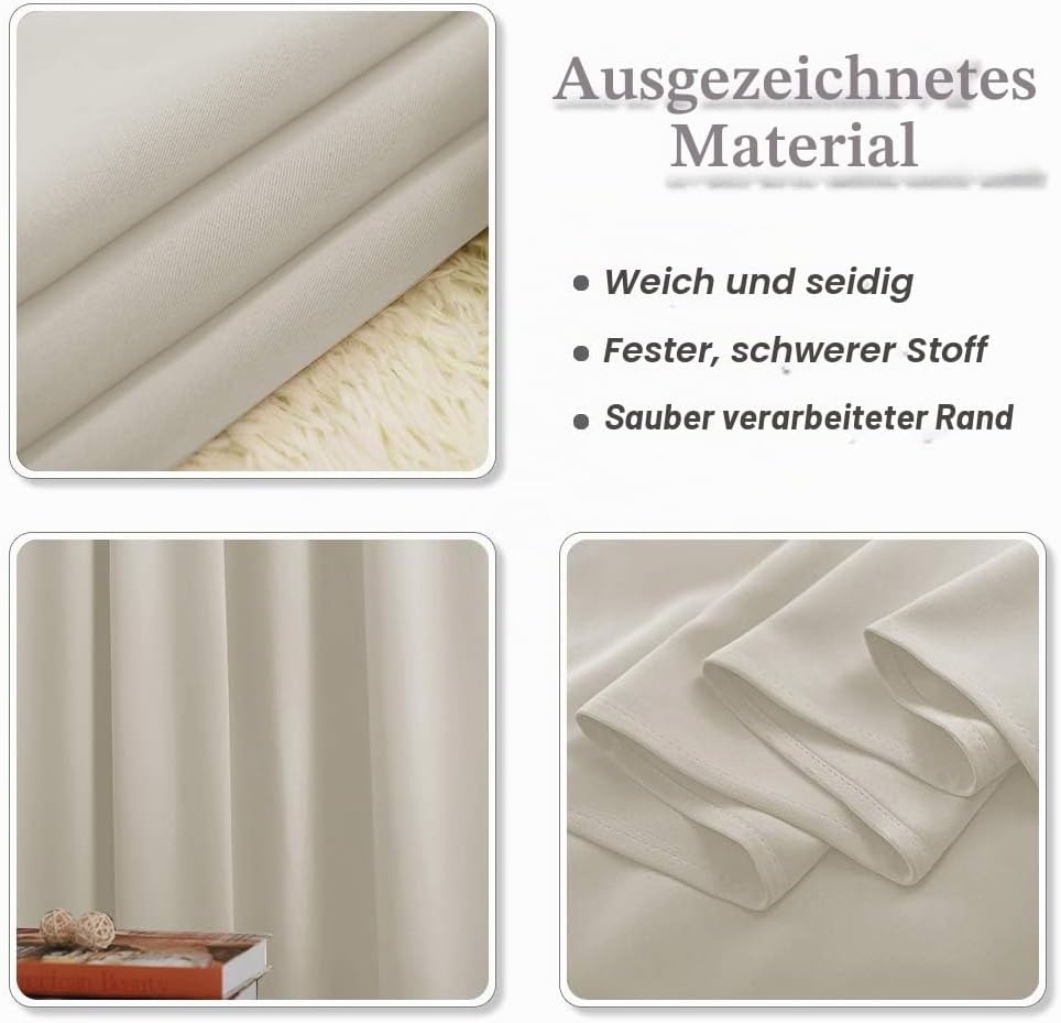 2er-Set Verdunkelungsvorhänge, Lichtbeige, 132x260cm - bis zu 33% reduziert