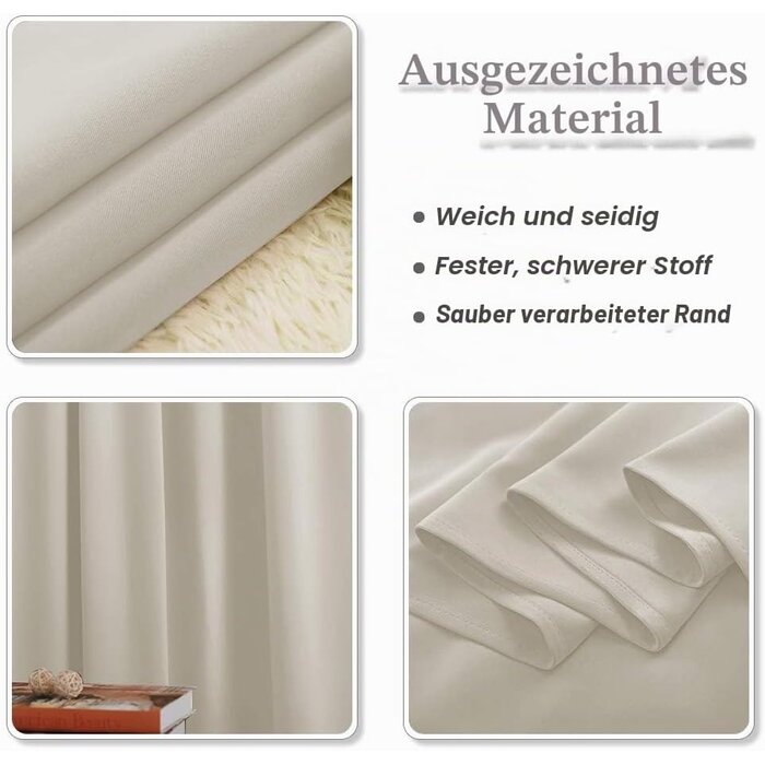 2er-Set Verdunkelungsvorhänge, Lichtbeige, 132x260cm - bis zu 33% reduziert