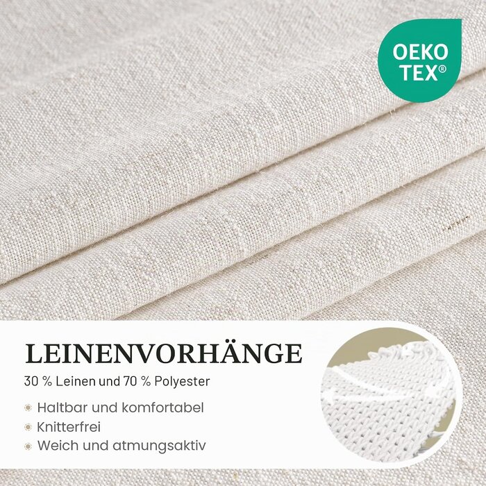 Leinenoptik Vorhang 300x225 cm - Helles Leinen - Bis zu 33% reduziert