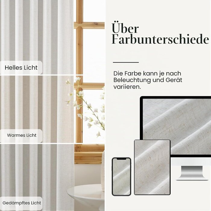 Leinenoptik Vorhang 300x225 cm - Helles Leinen - Bis zu 33% reduziert