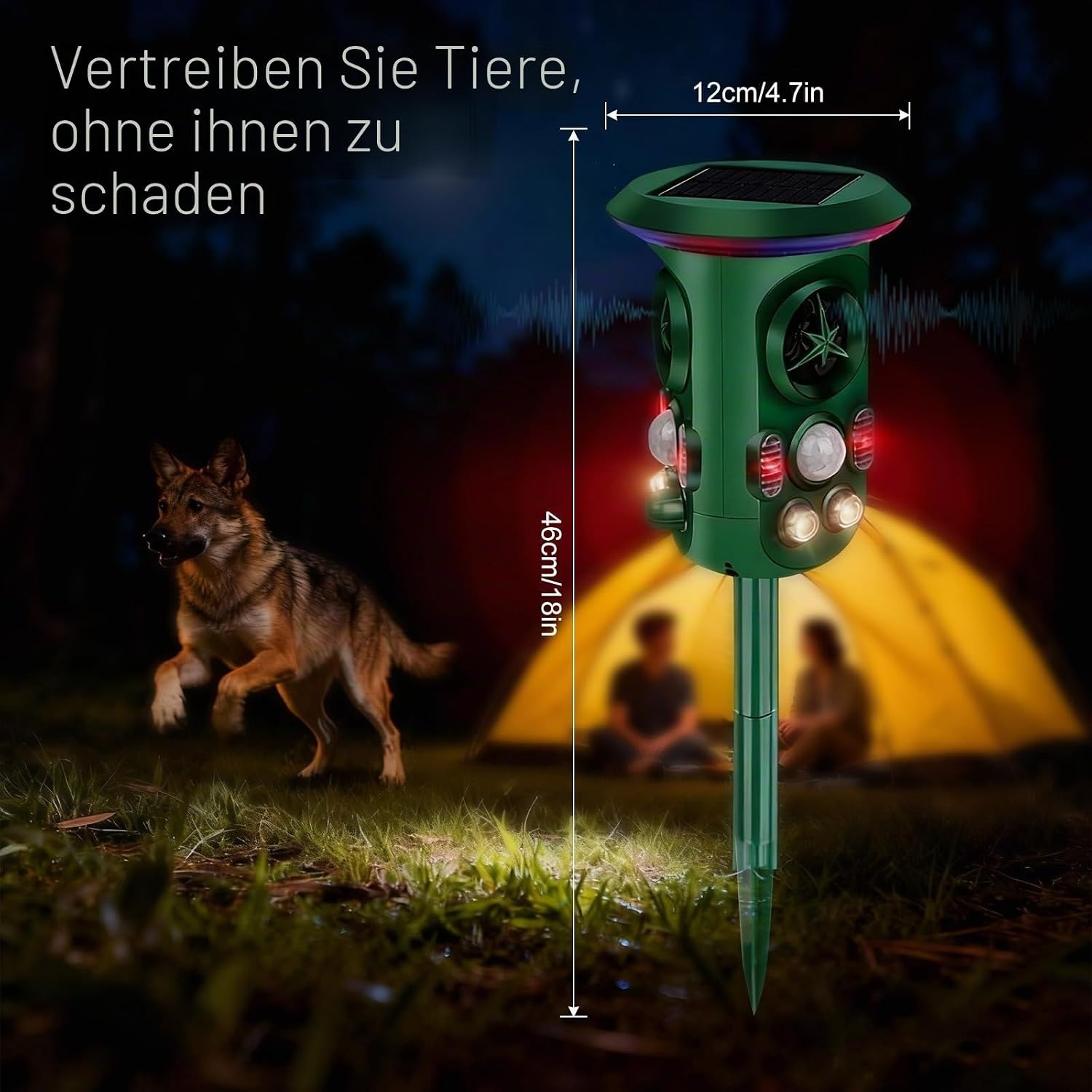 360° Ultraschall-Tiervertreiber mit Solar - Jetzt bis zu 62% günstiger