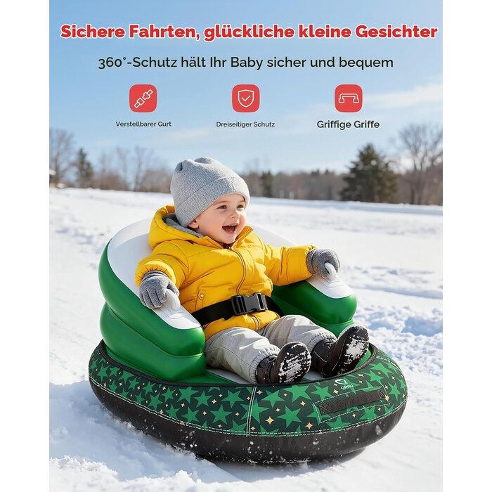 Aufblasbarer Schneeschlitten grün bis 50 kg - jetzt bis zu 59% Rabatt sparen
