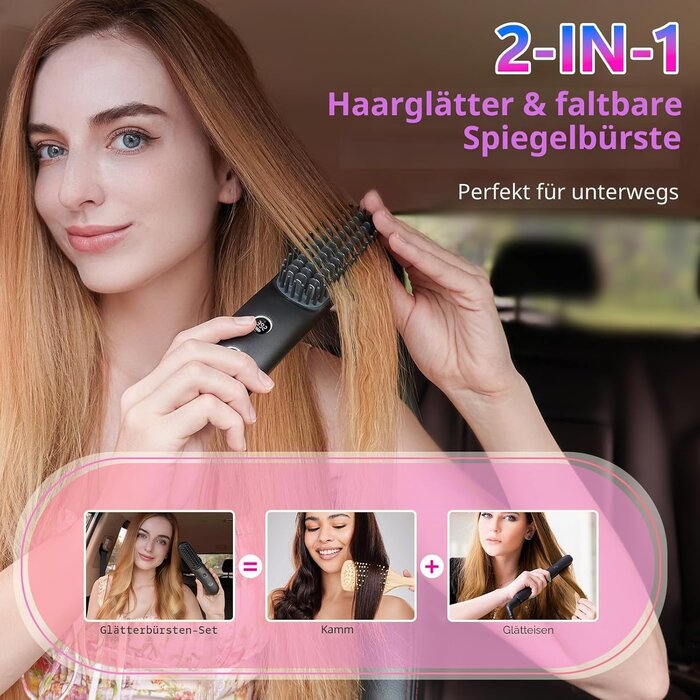 Kabellose Glättungsbürste mit Spiegel - Jetzt bis zu 57 % Rabatt sichern!