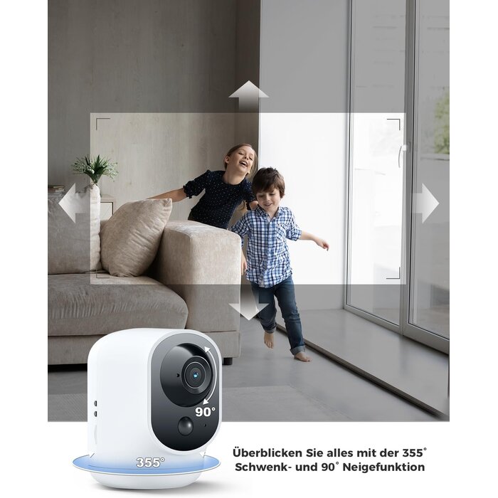 Smarte 2K Innen-Überwachungskamera, akkubetrieben - bis zu 62% günstiger