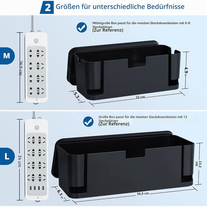 Kabelmanagementboxen 2er-Set Schwarz - Jetzt bis zu 63% günstiger sichern