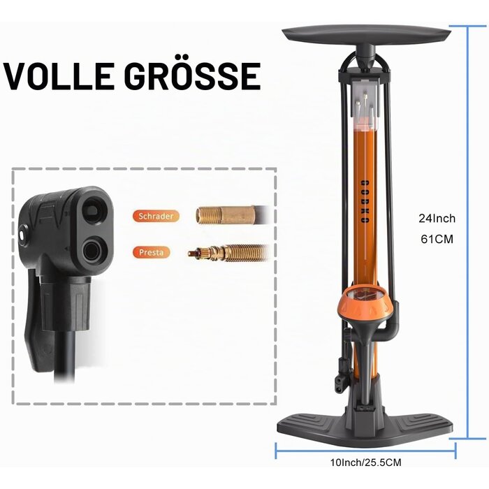 Profi-Standpumpe mit Manometer bis 11 Bar - jetzt bis zu 59% günstiger