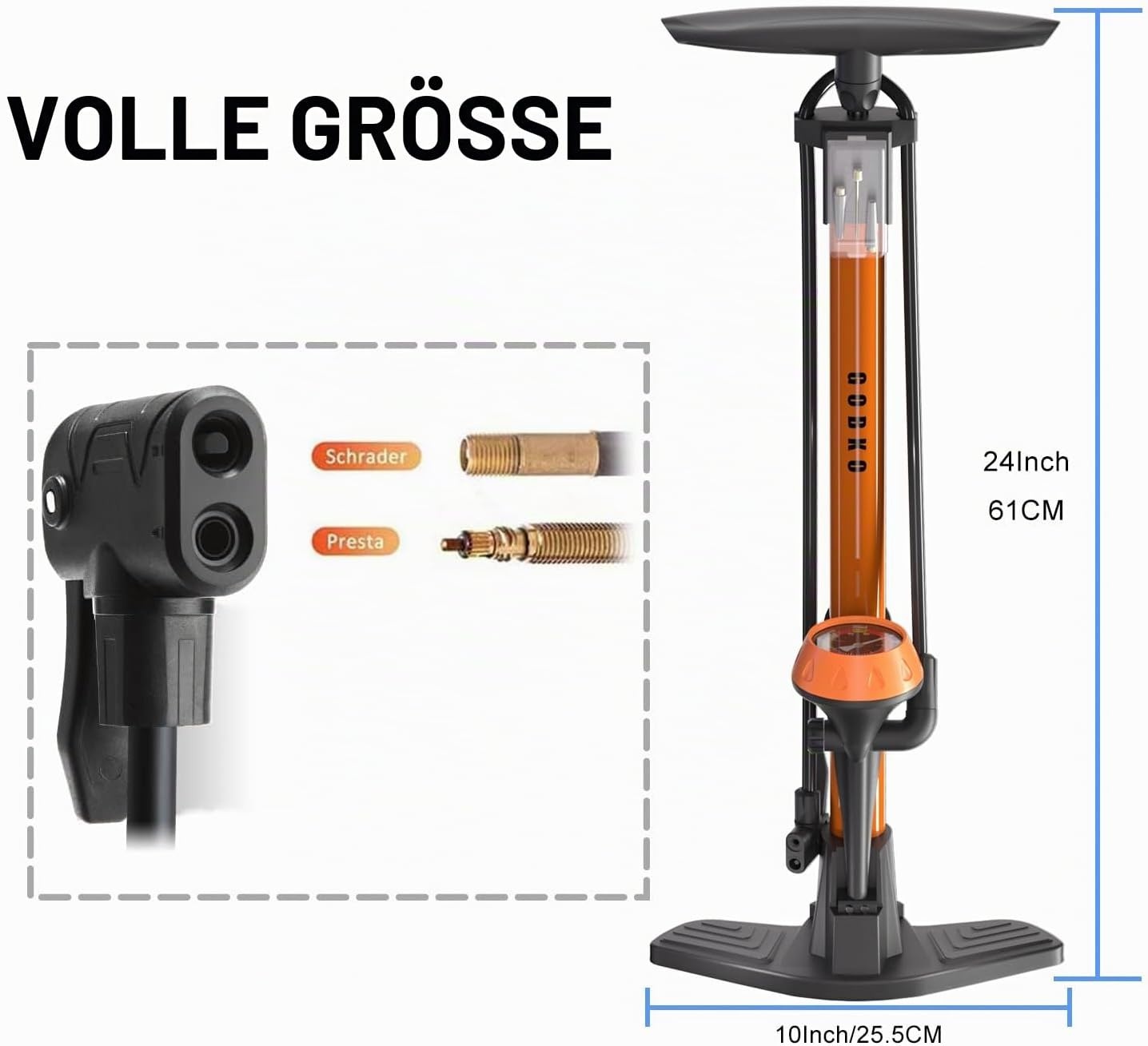 Robuste Stand-Fahrradpumpe bis zu 11 Bar - Jetzt bis zu 59% sparen!