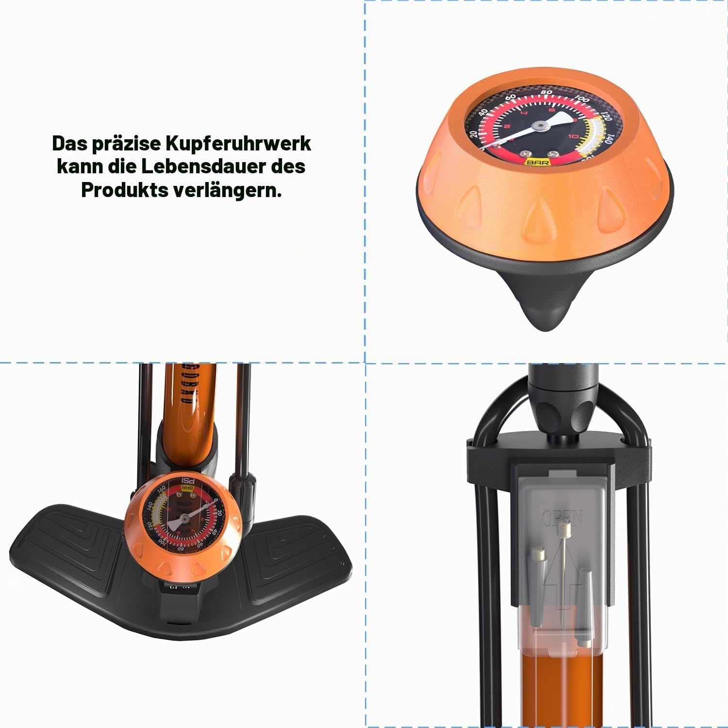 Robuste Stand-Fahrradpumpe bis zu 11 Bar - Jetzt bis zu 59% sparen!