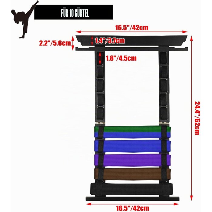 Kampfsportgürtel-Halter Wandmontage - Bambus Schwarz - bis zu 57% Rabatt