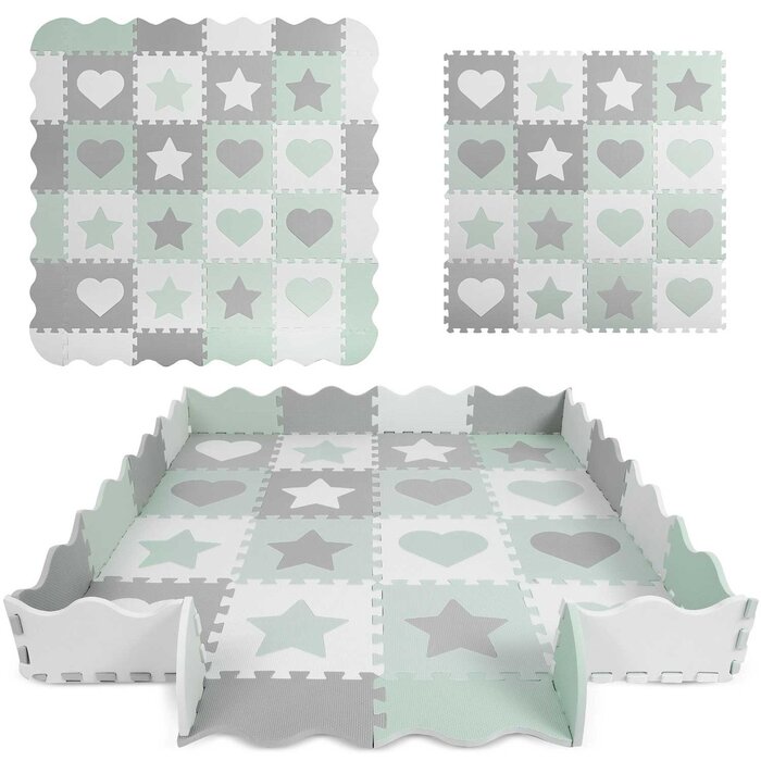 Extra dicke Baby Puzzlematte 150x150cm Grau-Mint - Bis zu 36% sparen