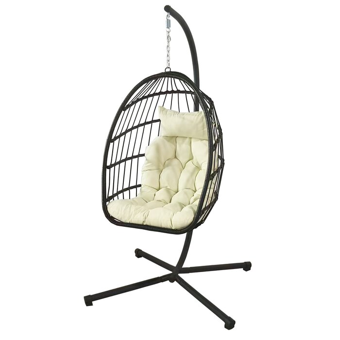Zusammenklappbarer Hängesessel Egg Chair - Schwarz/Beige - bis zu 45% sparen
