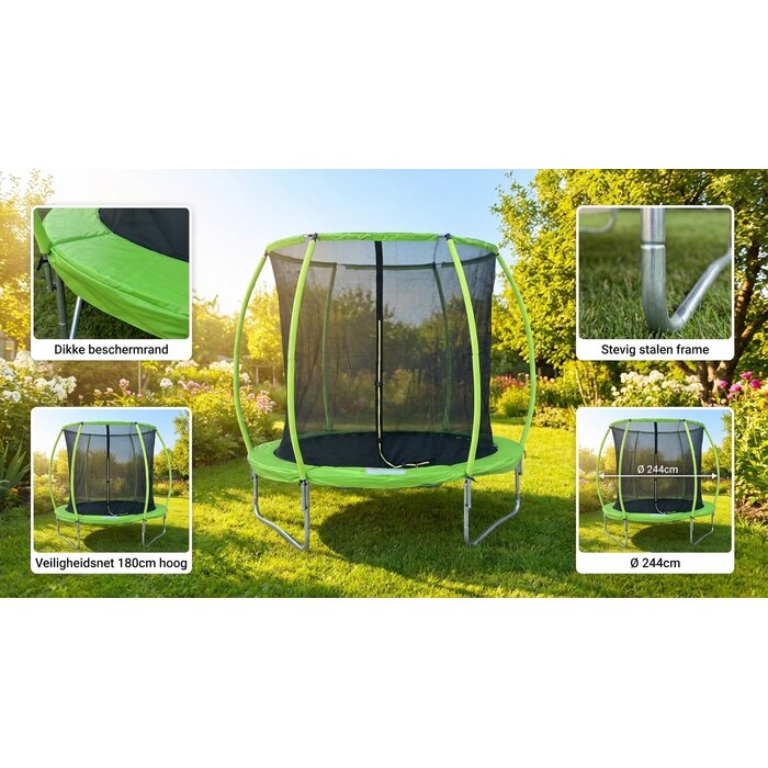 Garten-Trampolin 244 cm mit Sicherheitsnetz - Jetzt bis zu 25% günstiger