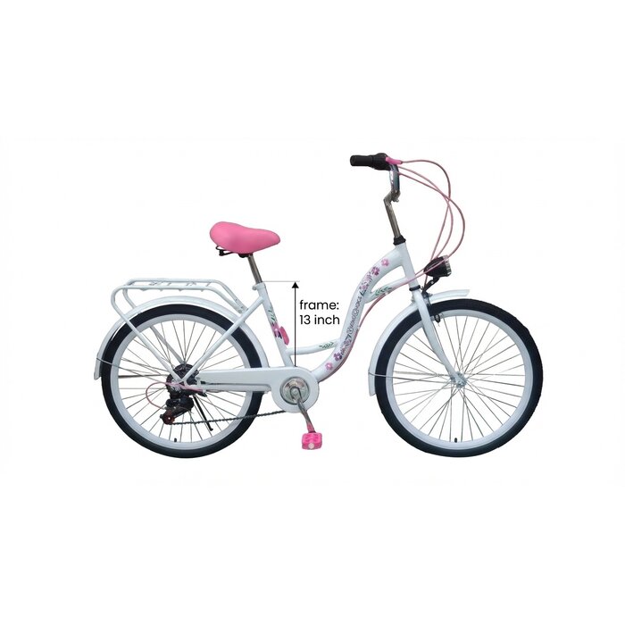 Mädchenfahrrad 24 Zoll, 6 Shimano-Gänge, Weiß/Rosa - bis zu 26% reduziert