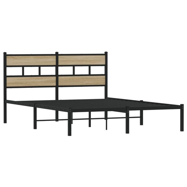 Vidaxl Stilvolles Bettgestell 140x200cm, Metall & Holzoptik - jetzt bis zu 35% sparen