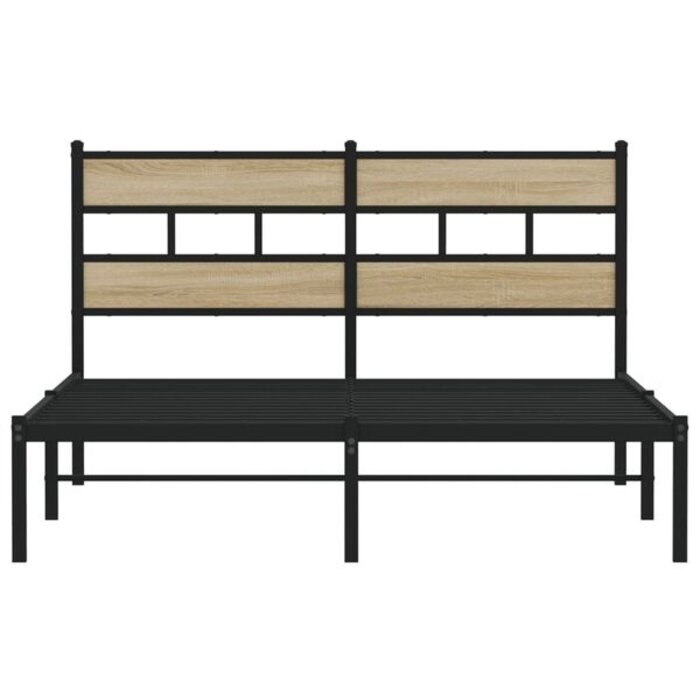 Vidaxl Stilvolles Bettgestell 140x200cm, Metall & Holzoptik - jetzt bis zu 35% sparen