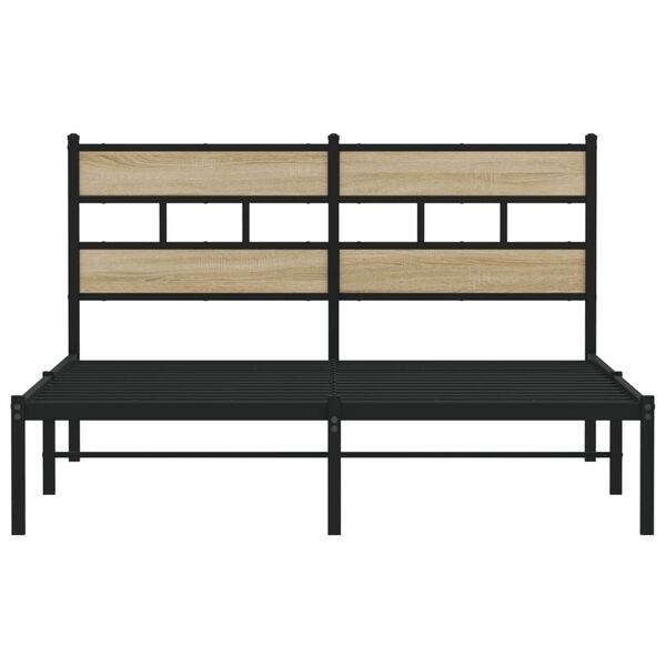 Vidaxl Stilvolles Bettgestell 140x200cm, Metall & Holzoptik - jetzt bis zu 35% sparen