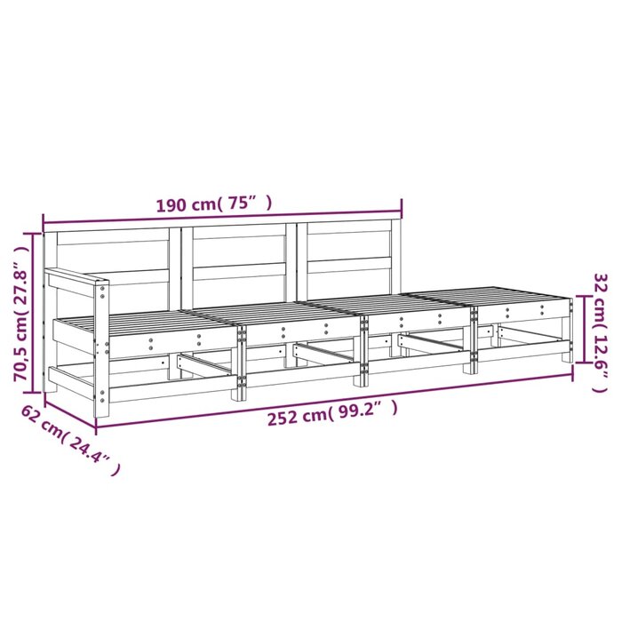 Vidaxl 4-tlg. Garten-Loungeset Kiefer Weiß - Outlet bis zu 35% reduziert