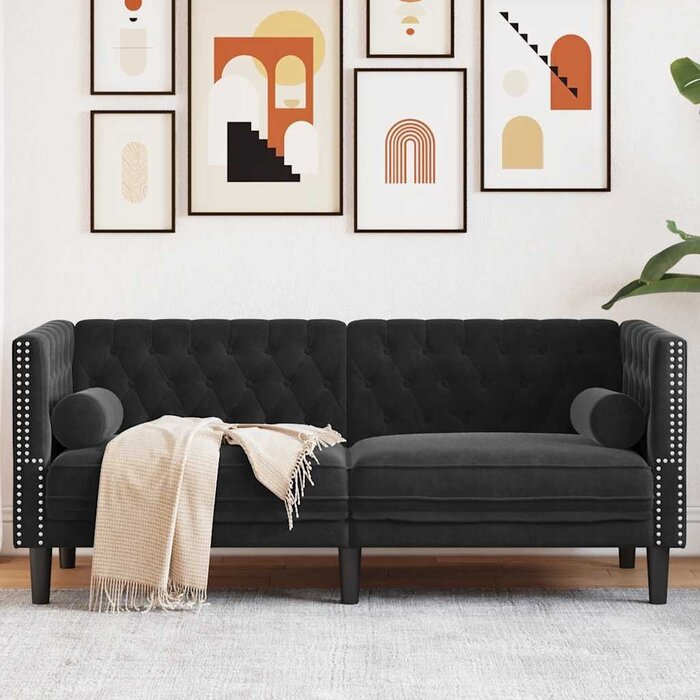 Vidaxl Chesterfield 2-Sitzer Sofa Samt Schwarz - Bis zu 30% Rabatt!