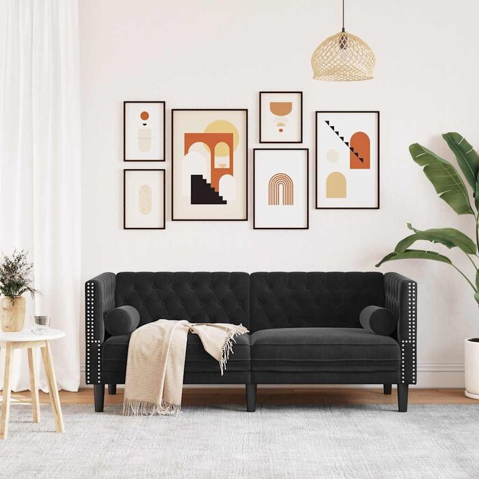 Vidaxl Chesterfield 2-Sitzer Sofa Samt Schwarz - Bis zu 30% Rabatt!