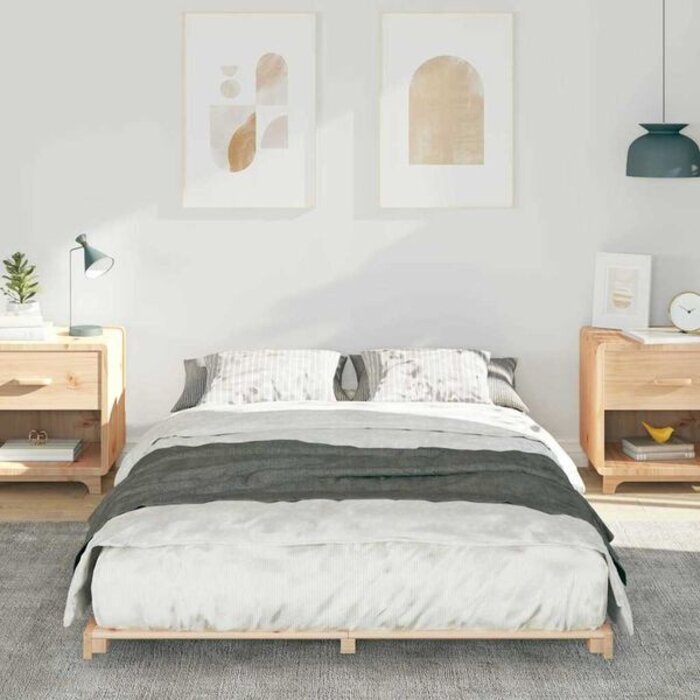 Vidaxl Massivholz-Bettgestell 120x190 cm in Braun - Sparen Sie bis zu 30%