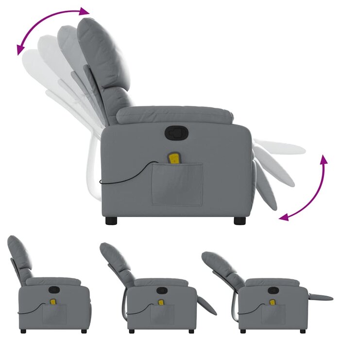 Vidaxl Eleganter Massagesessel in Grau - Verstellbar - bis zu 35 % Rabatt