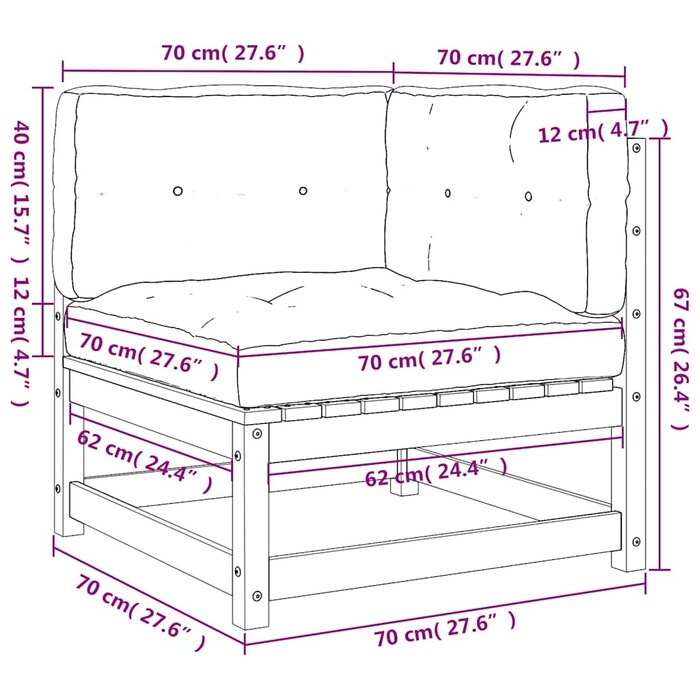 Vidaxl Ecksofa aus massivem Douglasienholz - Gartenlounge mit Kissen - bis zu 34% Rabatt