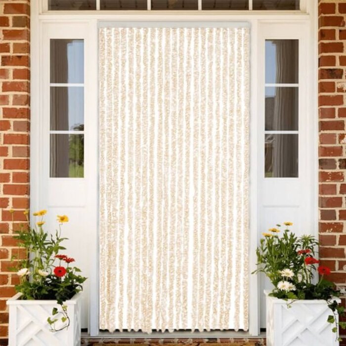 Vidaxl Chenille-Türvorhang 90x200 cm Insektenschutz - beige/weiß - bis zu 34% Rabatt