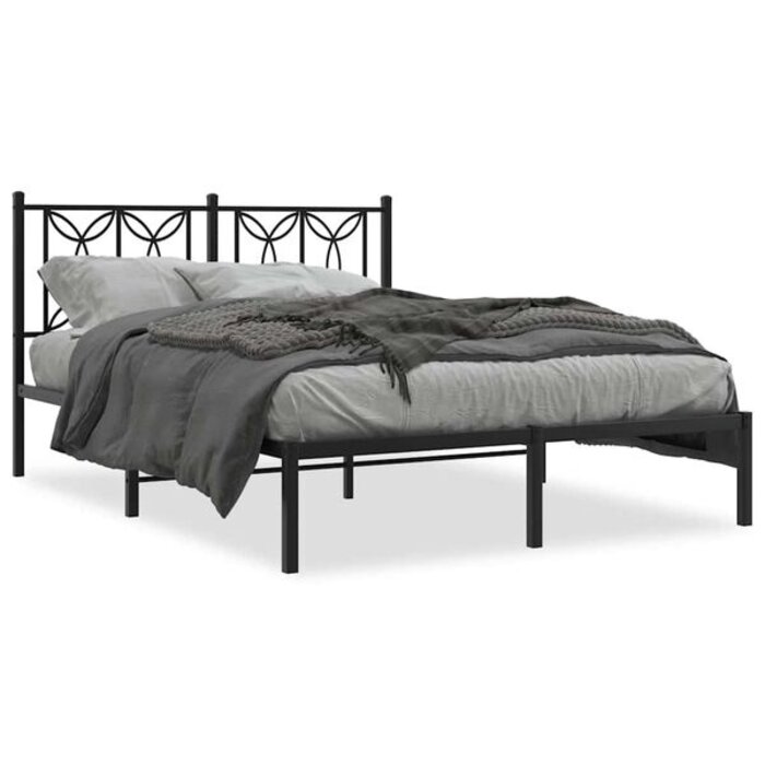 Vidaxl Metallbettgestell mit Kopfteil, Schwarz, 135 x 190 cm - bis zu 35% Rabatt