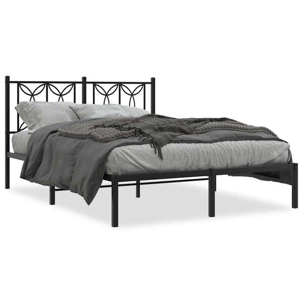 Vidaxl Metallbettgestell mit Kopfteil, Schwarz, 135 x 190 cm - bis zu 35% Rabatt