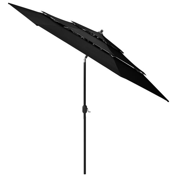 Vidaxl 3-stufiger Sonnenschirm 3m - Schwarz - Aluminium - Bis zu 34% günstiger