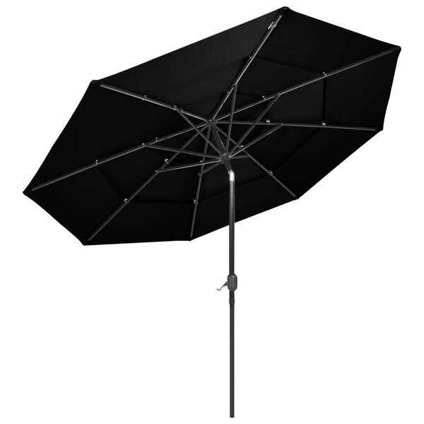 Vidaxl 3-stufiger Sonnenschirm 3m - Schwarz - Aluminium - Bis zu 34% günstiger