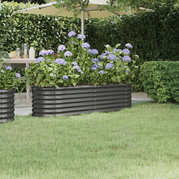 Vidaxl Großer Pflanzkübel aus Stahl 152x40x36cm - Anthrazit - bis zu 34% Rabatt
