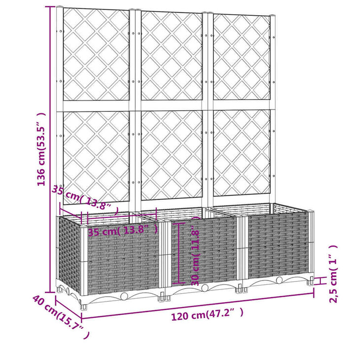 Vidaxl Pflanzkasten mit Rankgitter 120x40x136 cm Braun - bis zu 29% Rabatt