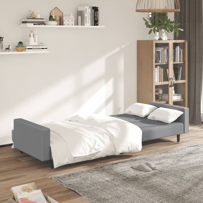 Vidaxl 2-Sitzer Schlafsofa in Hellgrau - Samt - Jetzt bis zu 35% Rabatt