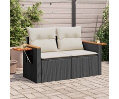 Vidaxl 2-Sitzer Poly-Rattan Gartenbank mit Kissen - Schwarz - bis zu 41% Rabatt