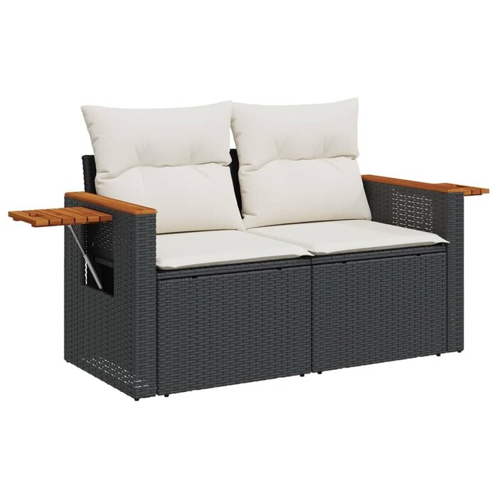Vidaxl 2-Sitzer Gartenbank mit Kissen & Tisch - Poly-Rattan - bis zu 35% Rabatt