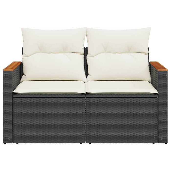 Vidaxl 2-Sitzer Gartenbank mit Kissen & Tisch - Poly-Rattan - bis zu 35% Rabatt