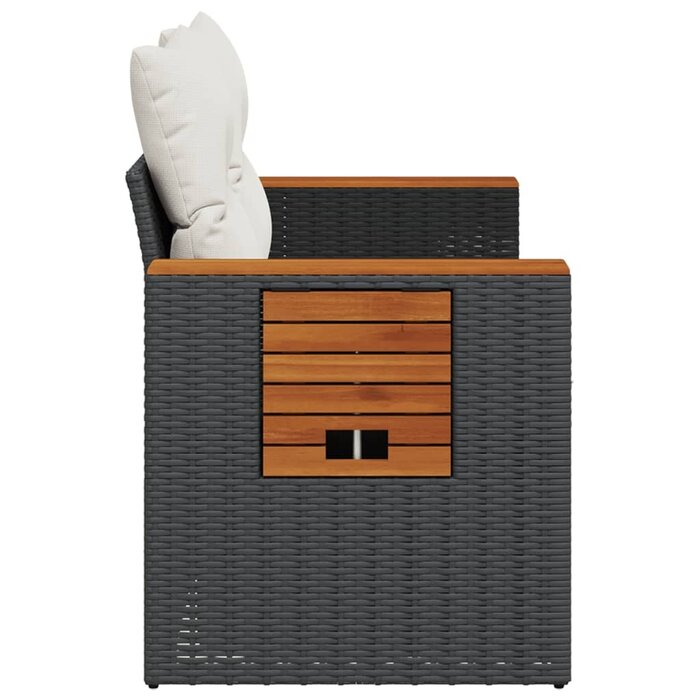 Vidaxl 2-Sitzer Gartenbank mit Kissen & Tisch - Poly-Rattan - bis zu 35% Rabatt