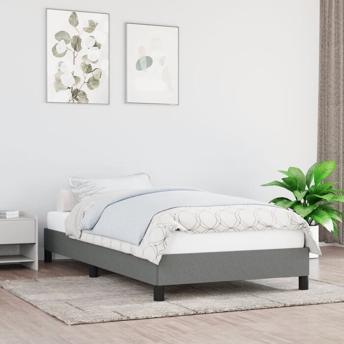 Vidaxl Stoff-Bettgestell 90x200 cm, Dunkelgrau - Jetzt bis zu 29% Rabatt