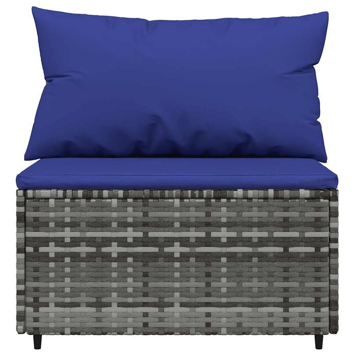 Vidaxl Garten-Mittelsofa 2er-Set Poly-Rattan Grau - bis zu 35% Rabatt