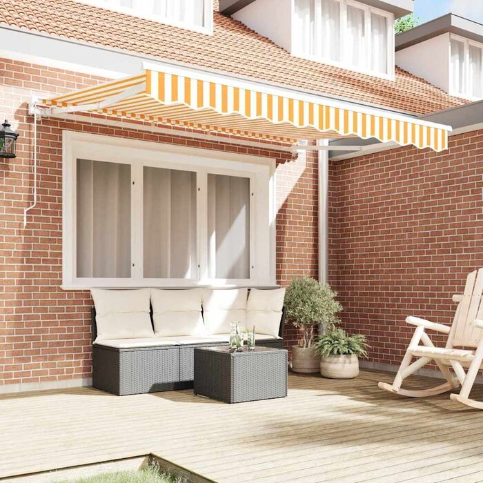 Vidaxl Markisen-Ersatzstoff 330 x 195 cm Gelb-Weiß - Jetzt bis zu 33% sparen