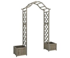 Vidaxl Pergola mit Pflanzkübeln aus massivem Fichtenholz, grau - bis zu 41% sparen