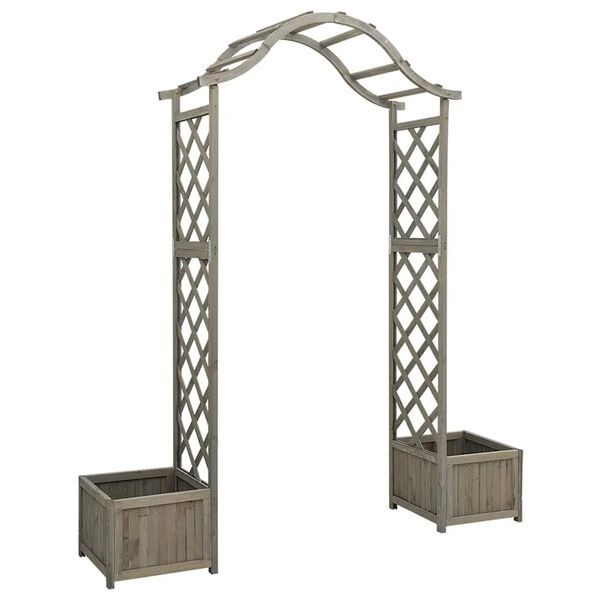 Vidaxl Massive Holz-Pergola mit Pflanzkübeln - Grau - bis zu 35% Rabatt