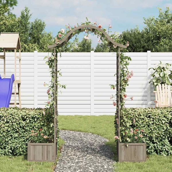Vidaxl Massive Holz-Pergola mit Pflanzkübeln - Grau - bis zu 35% Rabatt