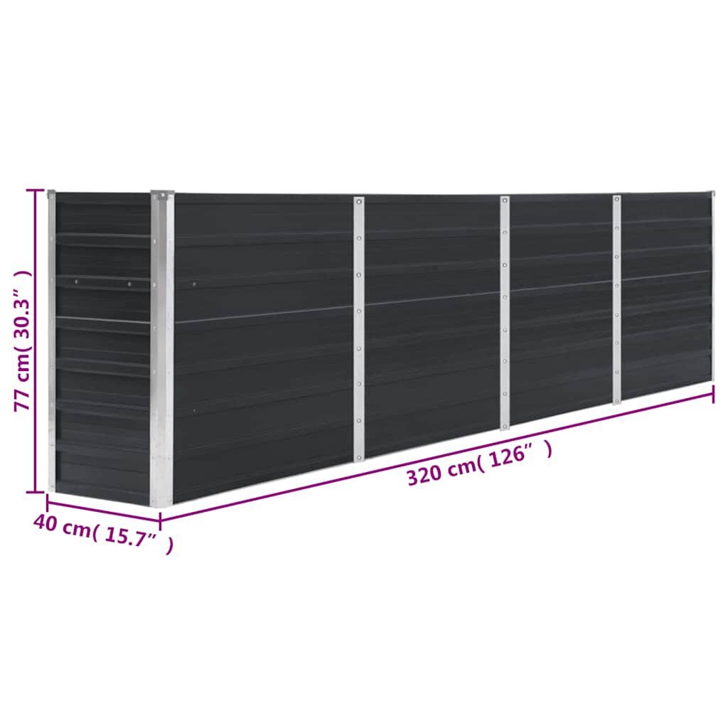 Vidaxl Großes Hochbeet 320x40x77 cm, Stahl Anthrazit - bis zu 34% sparen!