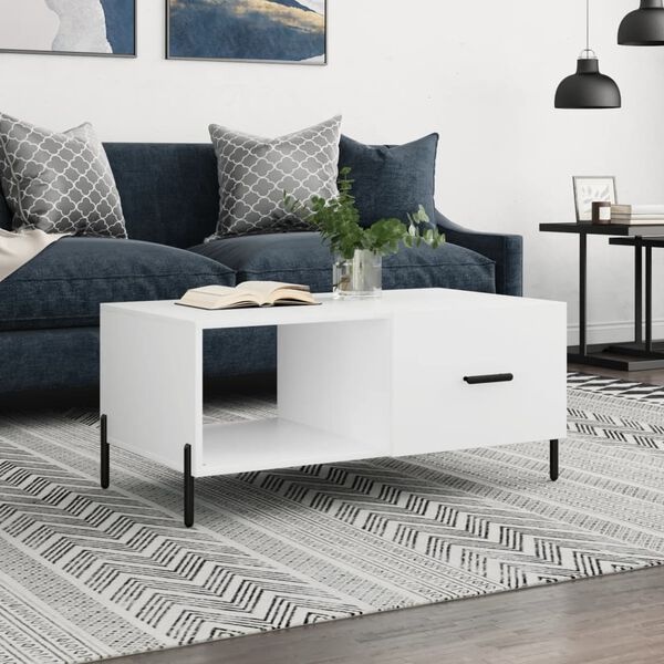 Vidaxl Couchtisch 90x50x40 cm Weiß mit Eisenbeinen - bis zu 28% Rabatt