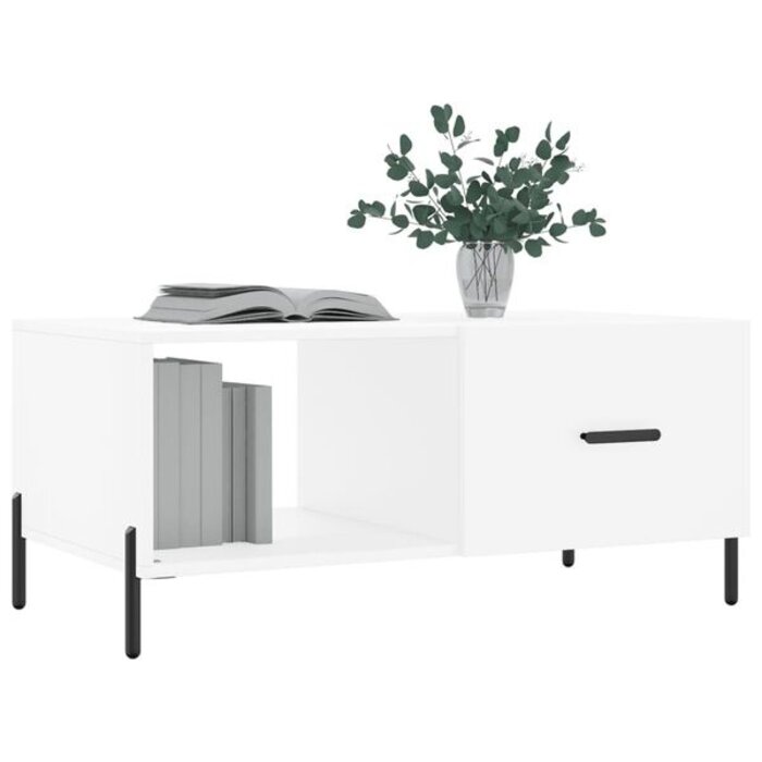 Vidaxl Couchtisch 90x50x40 cm Weiß mit Eisenbeinen - bis zu 28% Rabatt