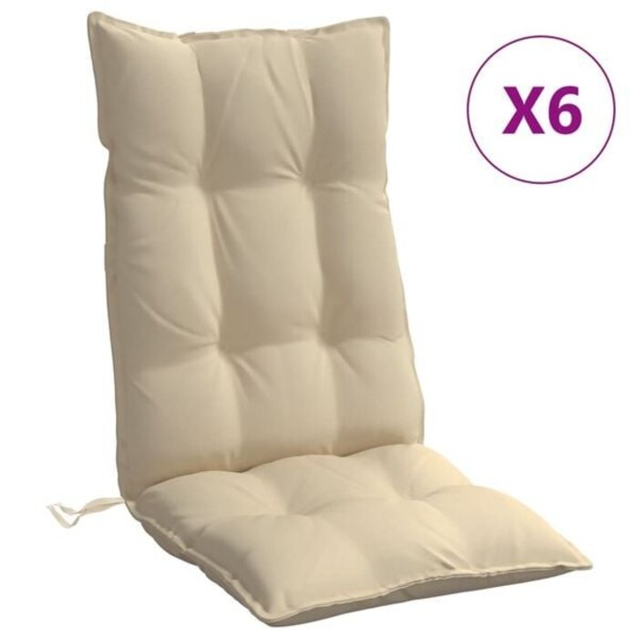 Vidaxl 6er-Set Stuhlkissen für Hochlehner 120x50cm, Beige - bis zu 59% Rabatt